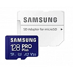 Samsung MicroSD Card with SD Adapter PRO Plus 128 GB microSDXC Memory Card Flash memory class U3, V30, A2 SD adapter Samsung MicroSD Card with SD Adapter PRO Plus 128 GB microSDXC Memory Card Flash memory class U3, V30, A2 SD adapter