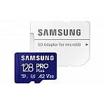 Samsung MicroSD Card with SD Adapter PRO Plus 128 GB microSDXC Memory Card Flash memory class U3, V30, A2 SD adapter Samsung MicroSD Card with SD Adapter PRO Plus 128 GB microSDXC Memory Card Flash memory class U3, V30, A2 SD adapter