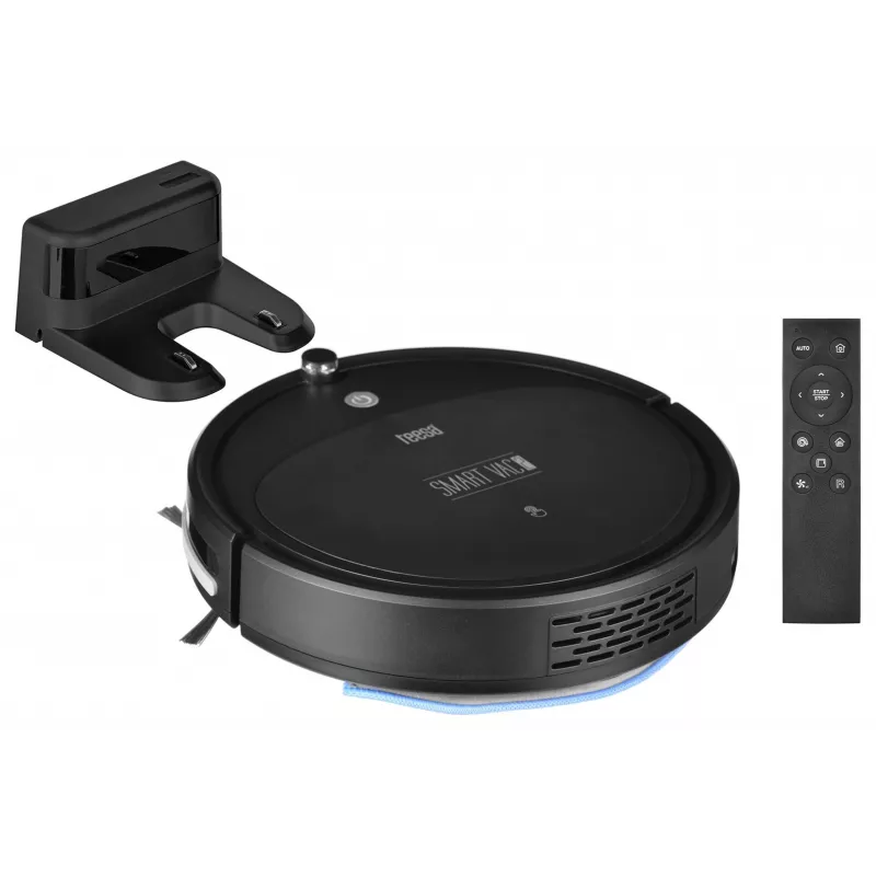Robotinis dulkių siurblys TEESA Smart VAC 2 – juodas, apvalus, 1000 Pa, Wi-Fi