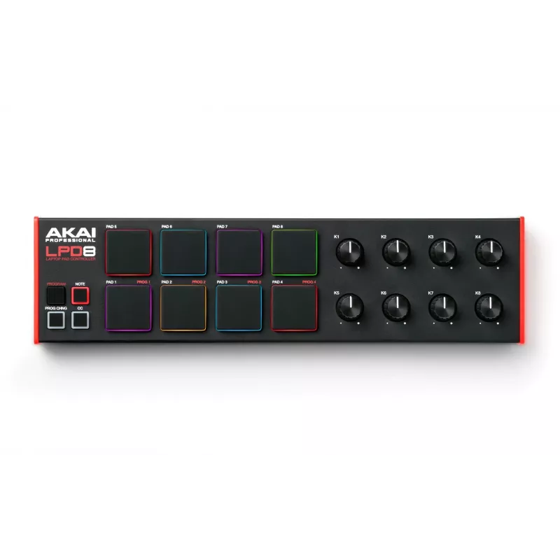 Akai LPD8 MKII MIDI klaviatūra 8 klavišų USB juoda, raudona