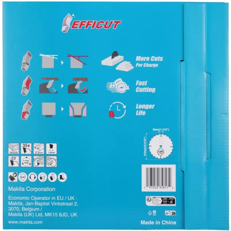 Makita E-24848 EFFICUT pjūklo diskas belaidžiam diskiniam pjūklui HS013G, pjovimo plotis 2,30 mm