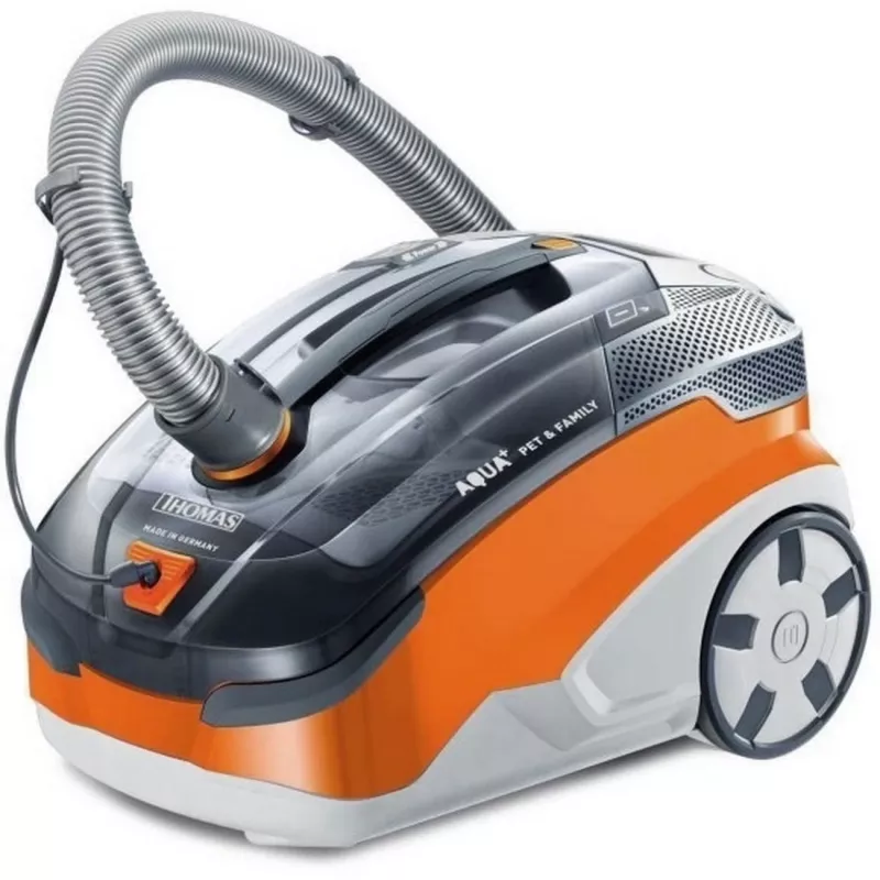 Cikloninis dulkių siurblys THOMAS Aqua + Pet & Family 1.8 L — sausas ir šlapias valymas, 1700 W, oranžinis/pilkas