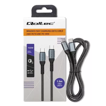 USB C laidas Qoltec 52358 1,5 m juodas USB 2.0 0,48 Gbit/s