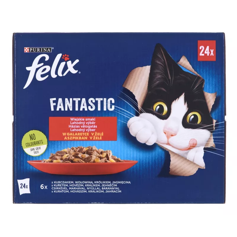 Felix Fantastic kaimiški skoniai želė – šlapias ėdalas katėms – 24x 85g