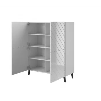 Lentynų sistema cama meble ABETO 100,5 x 40 x 121,5 cm balta/blizganti balta, ant grindų statoma sieninė spintelė