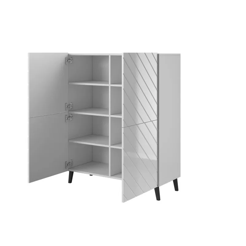 Lentynų sistema cama meble ABETO 100,5 x 40 x 121,5 cm balta/blizganti balta, ant grindų statoma sieninė spintelė