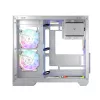 PC korpusas MODECOM Volcano Panorama Midi Tower baltas – micro ATX, grūdintas stiklas, ARGB, USB-C, palaiko GPU iki 400 mm