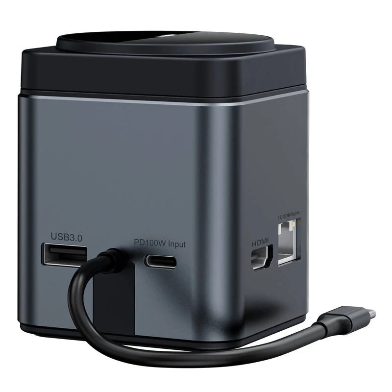 Dokavimo stotelė BlitzWolf BW-TH17 9-in-1 su 15W belaidžiu įkrovikliu — USB-C, HDMI, PD prievadai