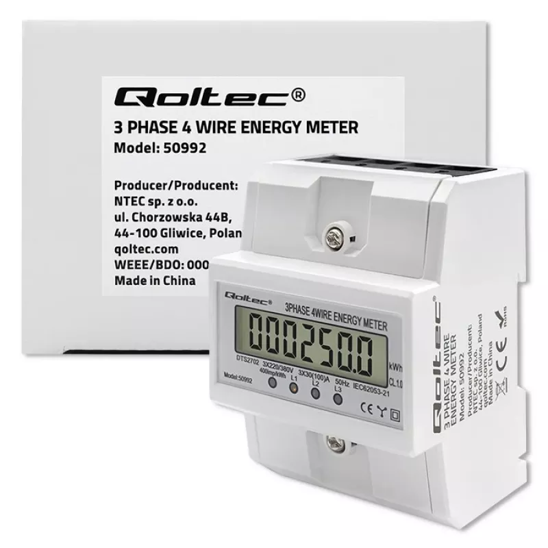 Trifazis elektroninis skaitiklis QOLTEC 50992 400V 100A