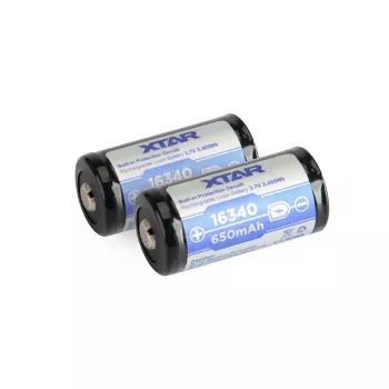 Įkraunama baterija XTAR 16340 (CR123) Li‑jon 3.7V 850mAh, 34 mm aukščio, 1.6 cm skersmens