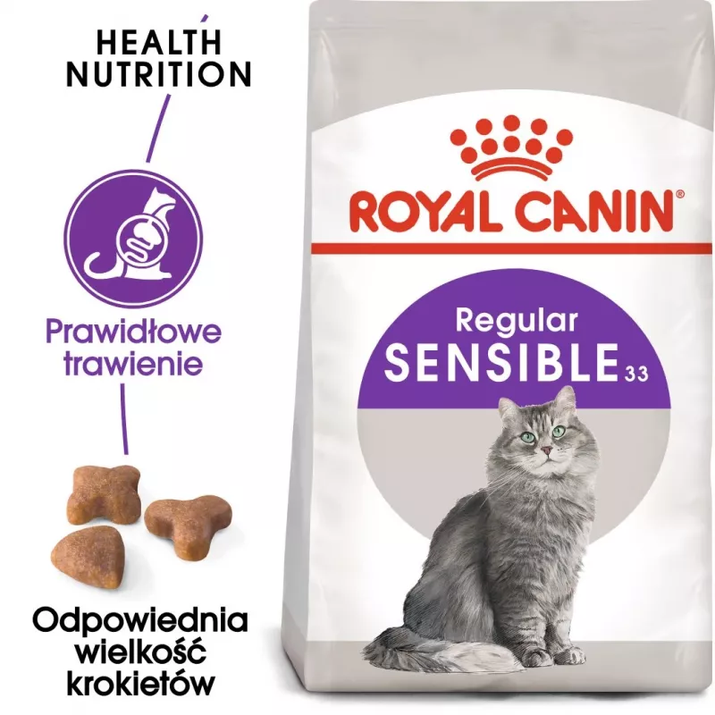 Sausas kačių ėdalas Royal Canin Sensible 33 suaugusioms katėms, 10 kg – vištiena, 33% baltymų, šlapimo takų kontrolė
