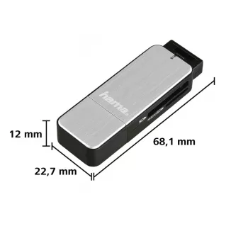 Kortelių skaitytuvas Hama 123900 USB 3.2 Gen 1, juodas, sidabrinis
