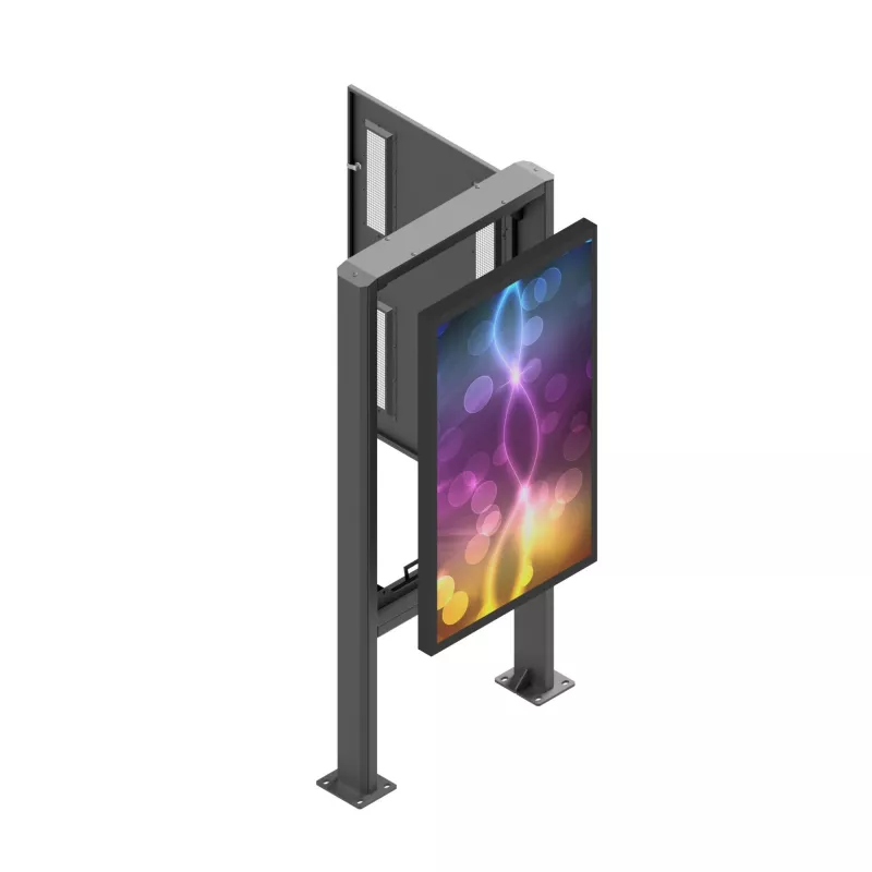 Lauko informacinis kioskas Edbak POK101 plieninis juodas portretinis 862x200x1981 mm