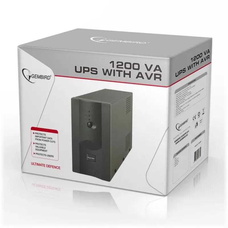 Gembird UPS-PC-1202AP nepertraukiamo maitinimo šaltinis (UPS) Linijinis-interaktyvus 1.2 kVA 720 W 4 AC lizdai