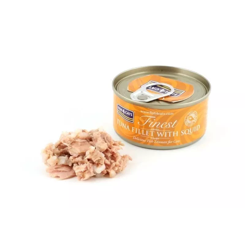 FISH4CATS Tunio filė su kalmaru – šlapias ėdalas katėms – 70 g