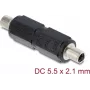 Adapteris DELOCK DC statinė jungtis 5,5 x 2,1 mm motina-motina su sriegiu, tiesus, juodas