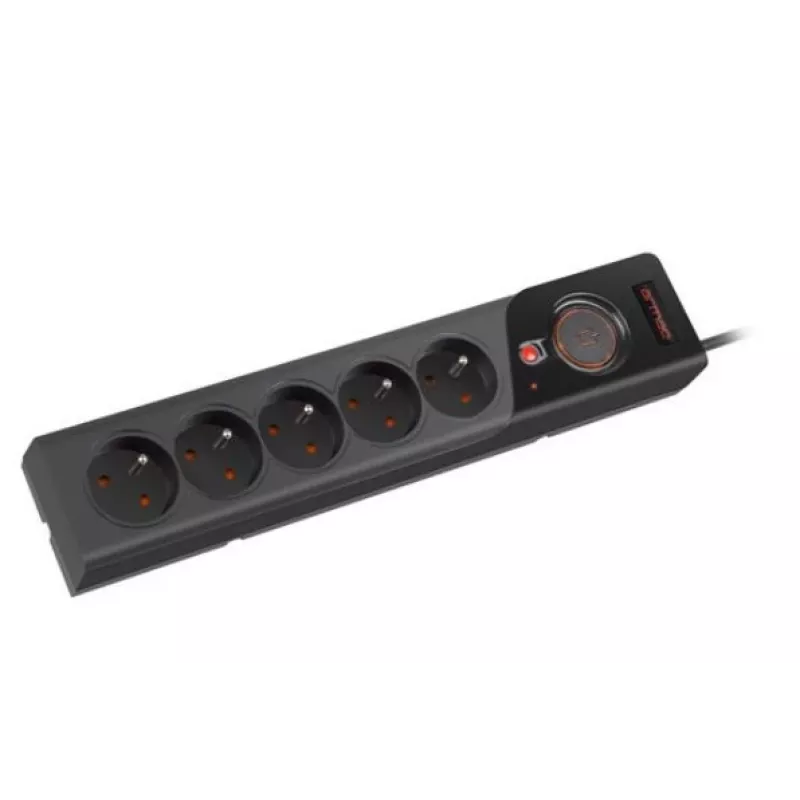 Prailginimo laidas ARMAC Z5 3 m 5x 230V 10A juodas su kabelių organizatoriumi