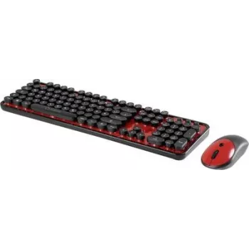 Klaviatūros ir pelės rinkinys Renkforce RF-DS-RETRO QWERTZ juoda raudona
