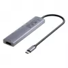 USB-C centrinis įrenginys Unitek H1124AGY01 su 100W PD, HDMI 2.0, 2x USB‑A, 2x USB‑C, SD/microSD skaitytuvu – aliuminis