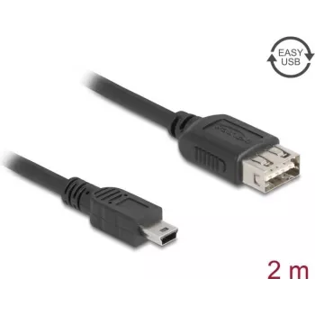 DeLOCK USB 2.0 kabelis 2 m Mini-USB B USB A juodas 81525