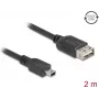 DeLOCK USB 2.0 kabelis 2 m Mini-USB B USB A juodas 81525