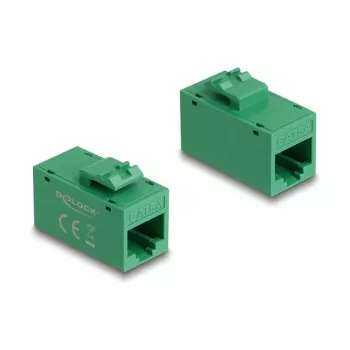 Keystone modulis DELOCK 90640 – plokščias RJ-45 lizdas, žalias, 16,2×30×20,5 mm