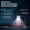 LED sieninis šviestuvas MACLEAN MCE524 su PIR judesio davikliu, modelis MCE524 B