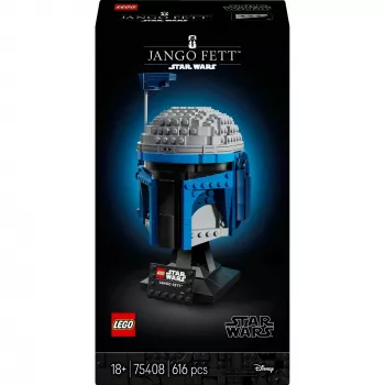 Kolekcinis LEGO Star Wars šalmo aksesuaras Jango Fett 75408 — 616 dalių, 210×120×110 mm demonstracinis modelis