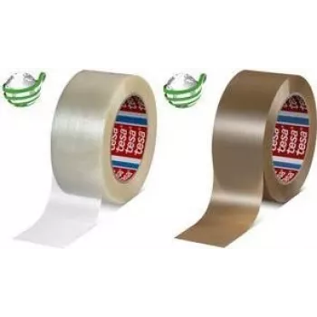 Pakavimo juosta Tesa PET-Packband su gumine lipnia medžiaga 132 m x 50 mm, ruda