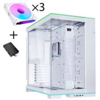 Lian Li O11 Dynamic EVO RGB PC korpuso rinkinys, Midi-Tower, ARGB, grūdintas stiklas + 3x UNI FAN SL-INF Reverse Blade ventiliatoriai - Baltas