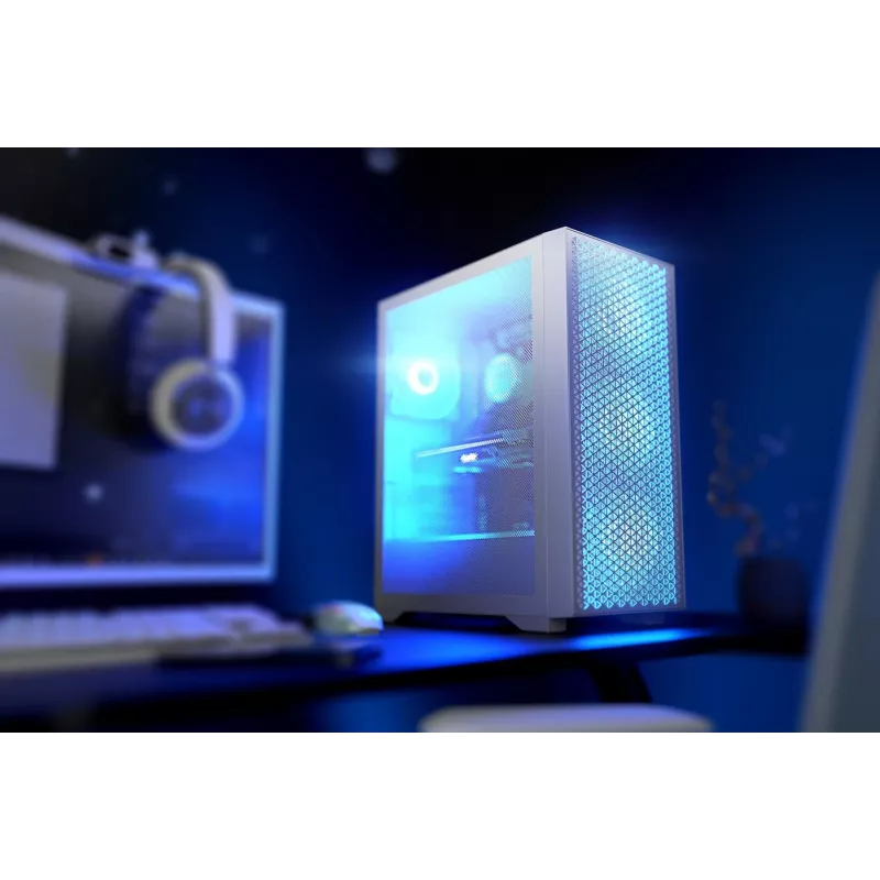 PC korpusas LOGIC Dart Pro Midi ARGB baltas — Midi Tower, ATX, 456×200×385 mm, max GPU 34 cm, CPU aušintuvo aukštis 155 mm, 3x120mm priekyje + 1x120mm gale, USB 3.0 x2, USB-C x1