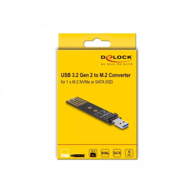 DeLOCK Combo keitiklis M.2 NVMe PCIe arba SATA SSD į USB 3.2 Gen 2 juodas