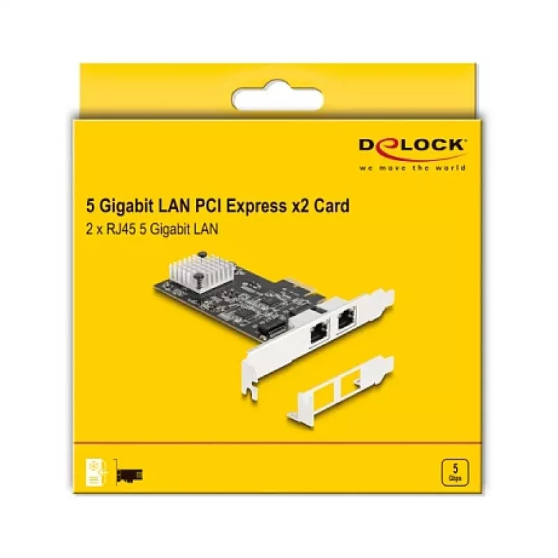 DeLOCK 81261 PCI Express x2 tinklo plokštė, 2 x RJ45 5 Gigabit LAN