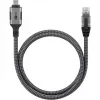Ethernet kabelis USB-C 3.2 Gen2 kištukas > RJ-45 kištukas, LAN adapteris juodas/sidabrinis, 1,5 metro, pintas tekstilinis apvalkalas