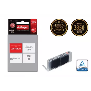 Kasetė ActiveJet ACC-551GN – suderinama su Canon CLI-551G, pilka, didelės talpos (XL) 15 ml