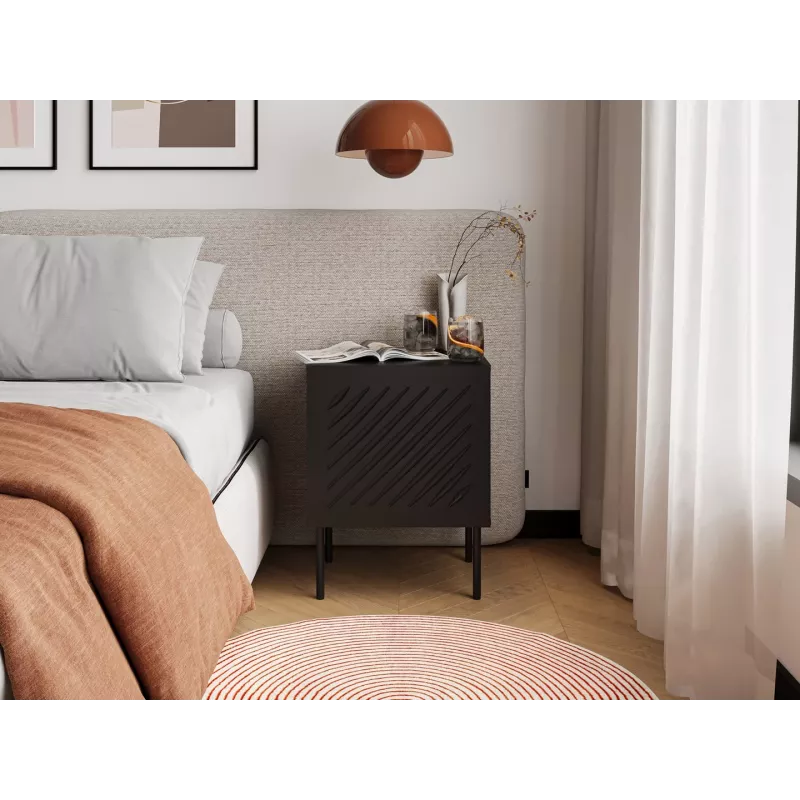 Naktinis staliukas Cama Meble SIENA 2 vnt., 44,5×40×59 cm, juodas matinis, MDF ir medžio drožlių plokštė