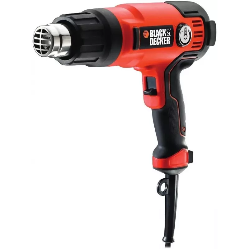 Šilumos pistoletas Black & Decker KX2200K-QS — 2000 W, 720 L/min, iki 645 °C, pistoletinė rankena, 900 g