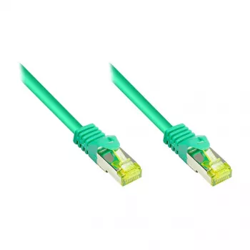 RJ45 jungiamasis kabelis su Cat.7 žaliaviniu kabeliu ir užrakto apsauga (RNS®), S/FTP, PiMF, halogenų neturintis, 600MHz, OFC, žalias, 0,5m, Good Connections® (8070R-005G)