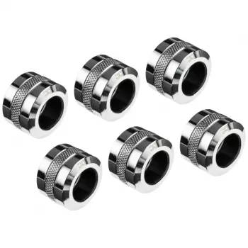 Alphacool Eiszapfen Pro jungtis 16 mm kietam vamzdeliui G1/4, 6 vnt. rinkinys – chromuota