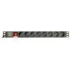 Gembird EG-PDU-014-C14 maitinimo skirstytuvas, 8 lizdai, C14 įvadas, 3 m laidas, 1U, 3680 W, 10 A, aliuminis, juoda