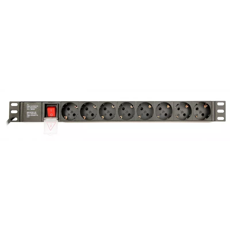 Gembird EG-PDU-014-C14 maitinimo skirstytuvas, 8 lizdai, C14 įvadas, 3 m laidas, 1U, 3680 W, 10 A, aliuminis, juoda