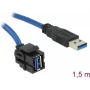 DeLOCK Keystone modulis USB 5 Gbps tipo-A lizdas 250° į tipo-A kištuką su 1,5 m laidu juodas