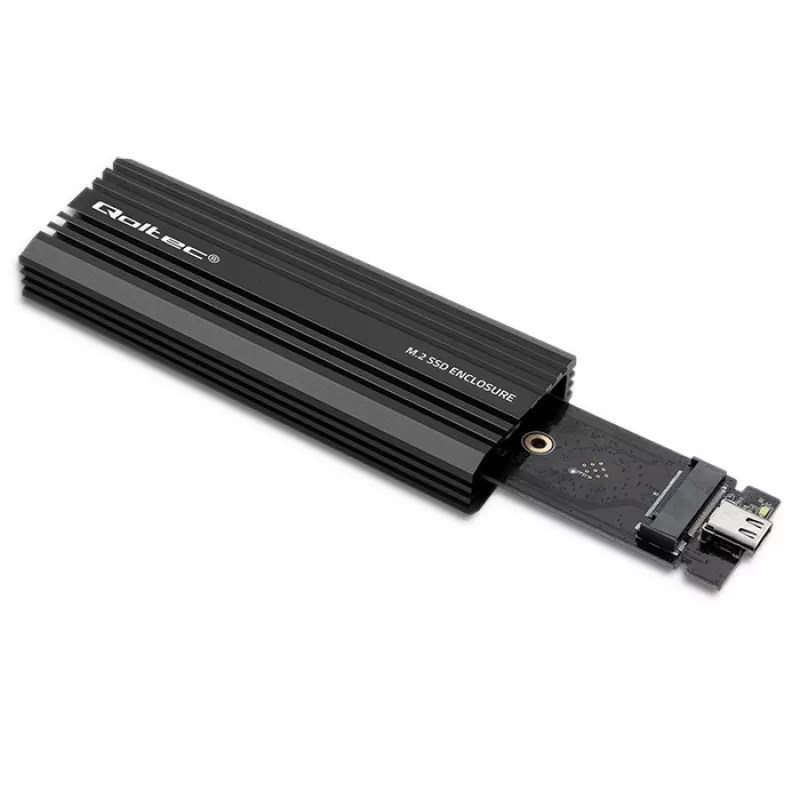 Išorinis SSD korpusas QOLTEC NV2270, skirtas M.2 SATA/NVMe diskams, USB-C, iki 2 TB