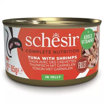SCHESIR in jelly Tuna su krevetėmis - šlapias kačių ėdalas - 85 g