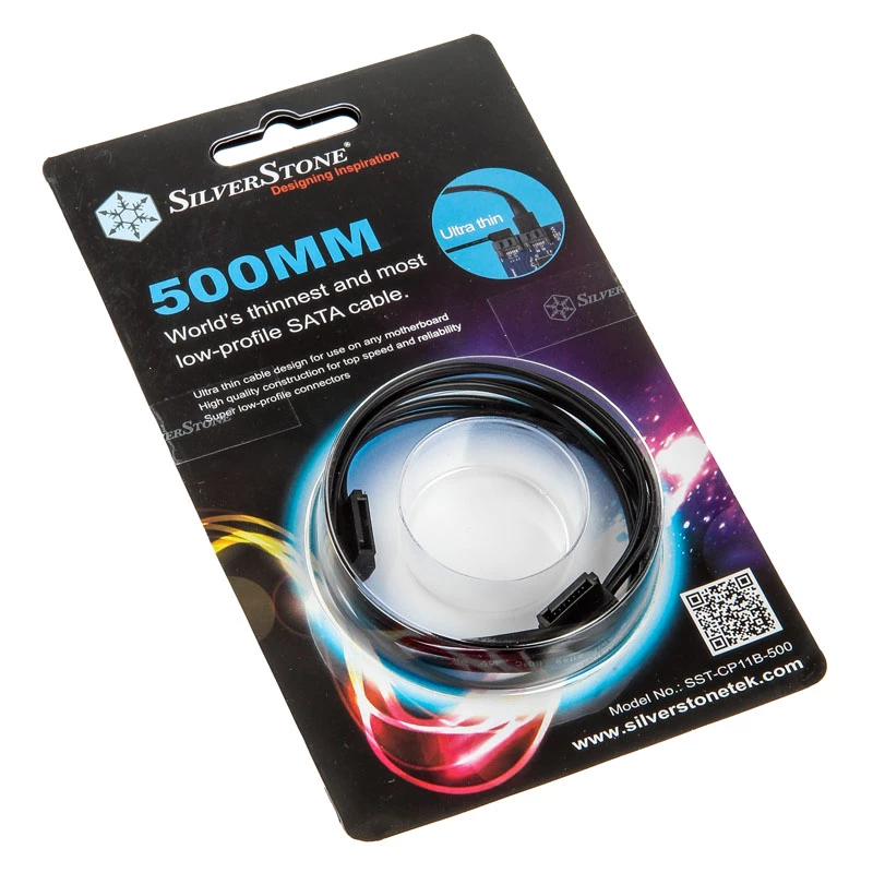 SilverStone SST-CP11B itin žemo profilio SATA kabelis – 50 cm, juodas