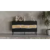 Komoda cama meble INSERTO 3D 143.5×40×80 cm juoda su LED, medžio drožlių plokštė, 16 mm rėmas
