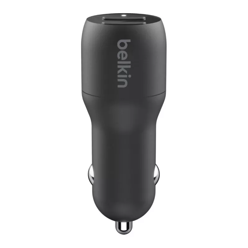 Automobilinis USB-A įkroviklis su dviem prievadais 12W x2 Juodas
