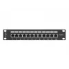 Patch panel Lanberg PPF6-9012-B — 12 prievadų RJ45, metalinis, juodas, 1U (215×44,5×130 mm)