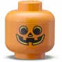 Room Copenhagen LEGO Storage HEAD Pumpkin Mini Orange Black – kompaktiška dėžutė žaislams ir aksesuarams