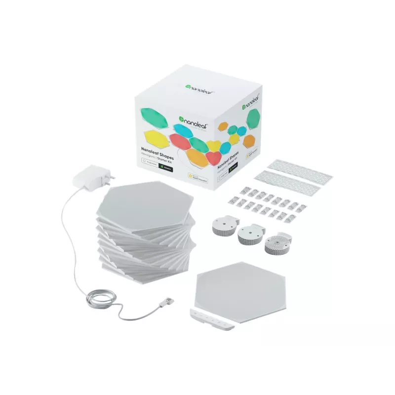 LED šešiakampiai skydeliai Nanoleaf NL42-6002HX-15PK, RGB, 15 vnt., maitinimas iš tinklo